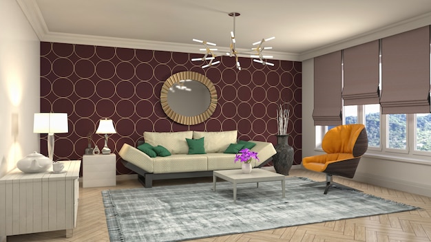 Illustration of the living room interior