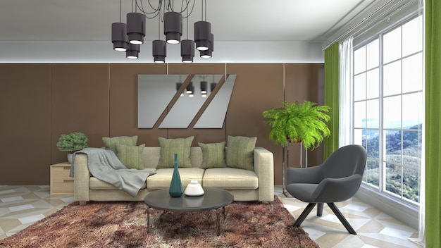 Illustration of the living room interior