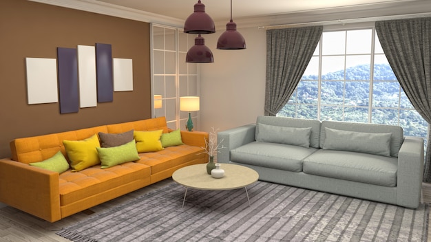 Illustration of the living room interior