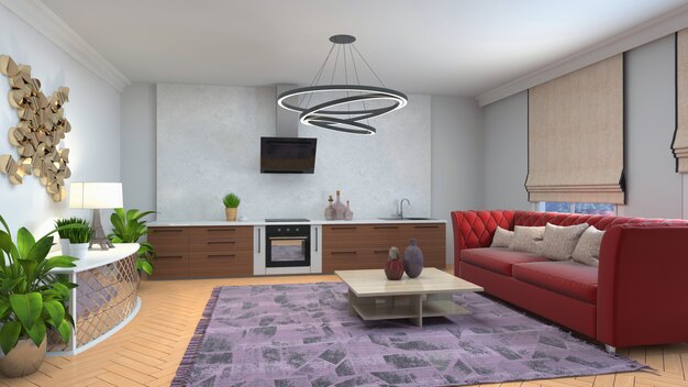 Illustration of the living room interior