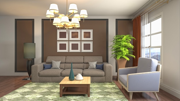 Illustration of the living room interior