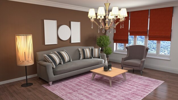 Illustration of the living room interior