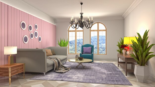 Illustration of the living room interior