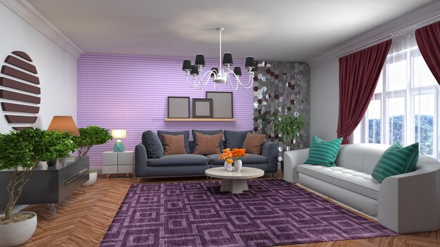 Illustration of the living room interior