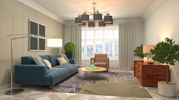 Illustration of the living room interior