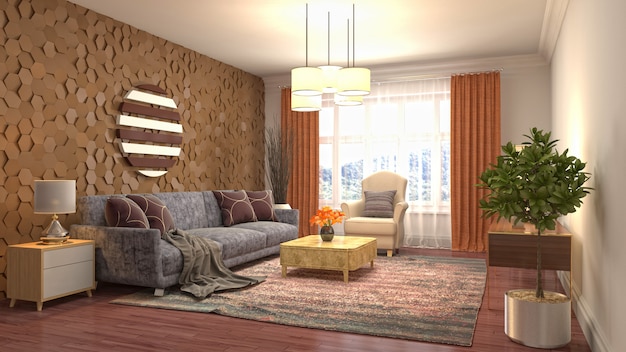 Illustration of the living room interior