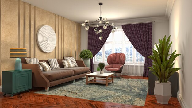 Illustration of the living room interior