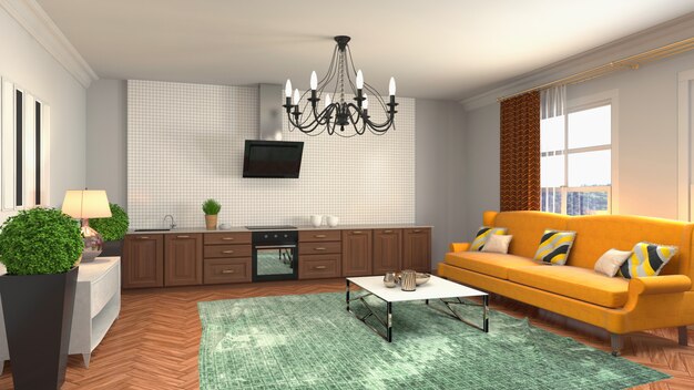 Illustration of the living room interior