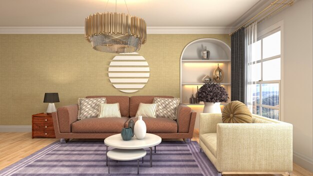 Illustration of the living room interior