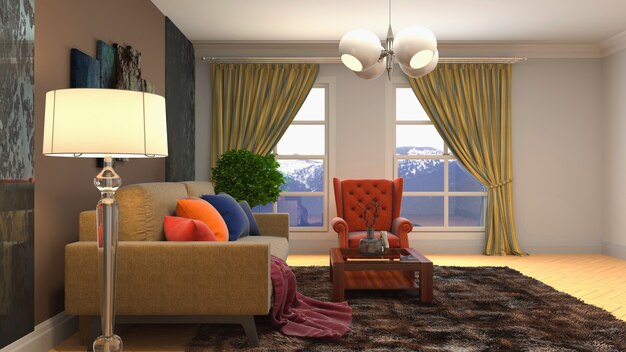 Illustration of the living room interior