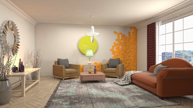 Illustration of the living room interior