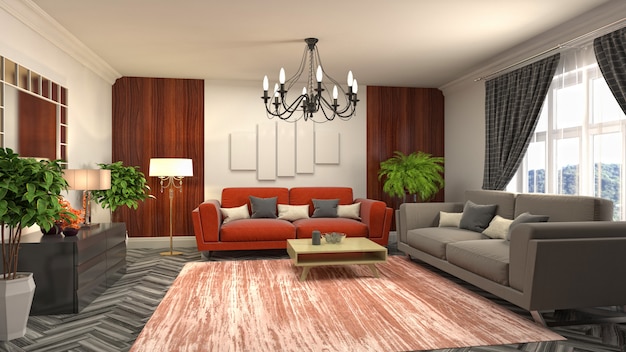 Illustration of the living room interior