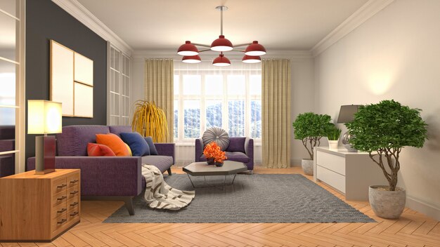 Illustration of the living room interior