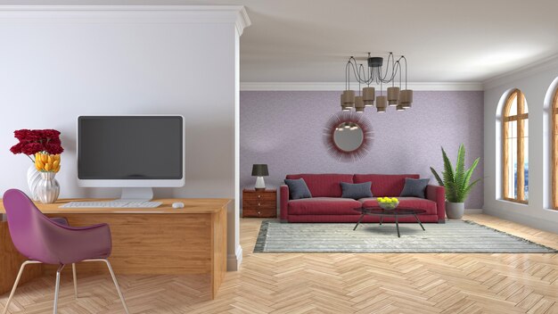 Illustration of the living room interior