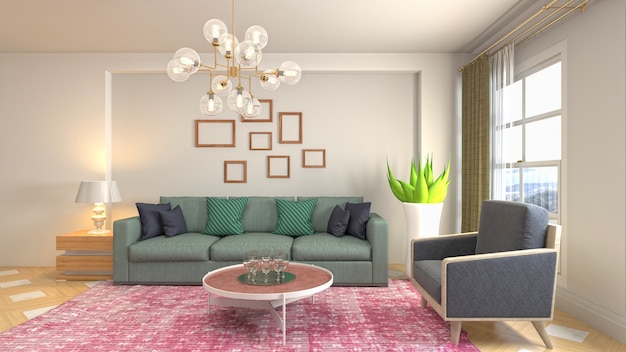 Illustration of the living room interior