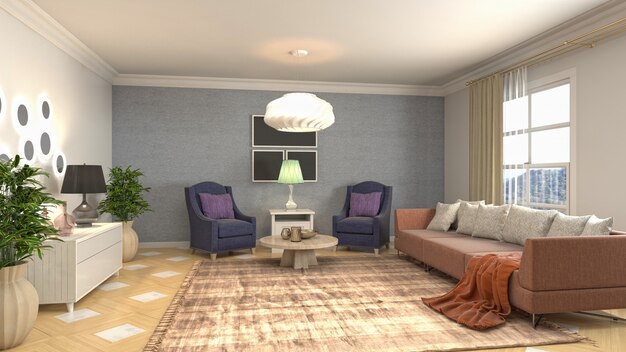 Illustration of the living room interior