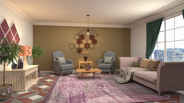 Illustration of the living room interior