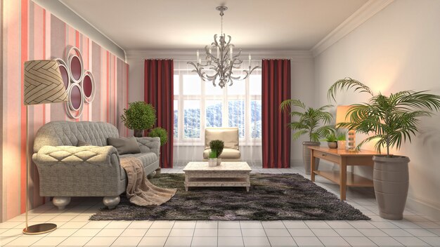 Illustration of the living room interior