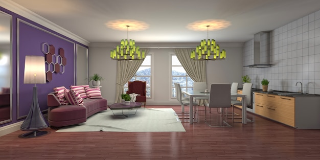 Illustration of the living room interior