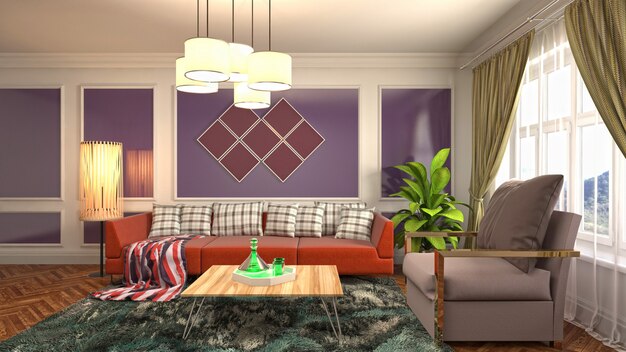 Illustration of the living room interior