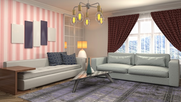 Illustration of the living room interior