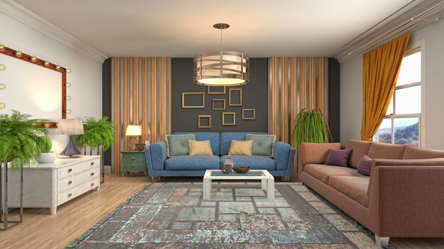 Illustration of the living room interior