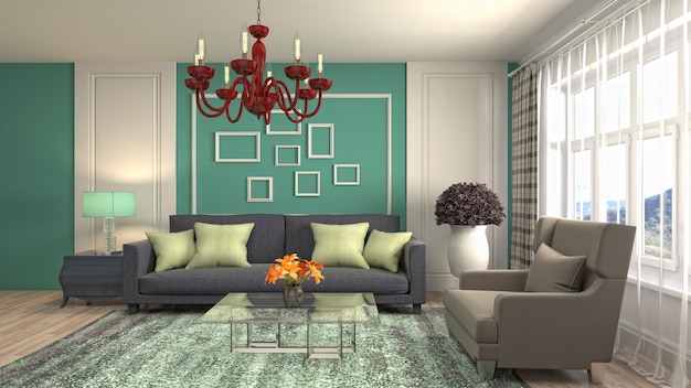 Illustration of the living room interior