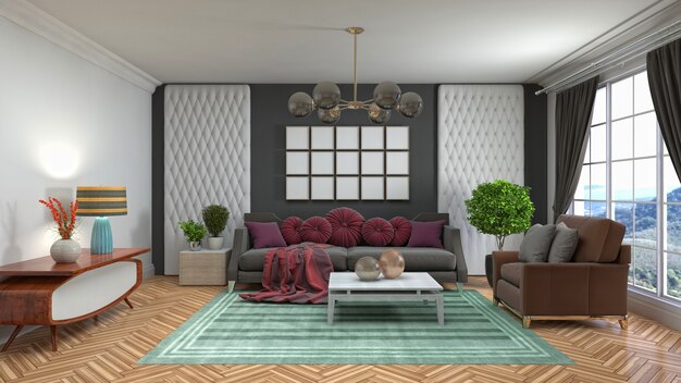 Illustration of the living room interior