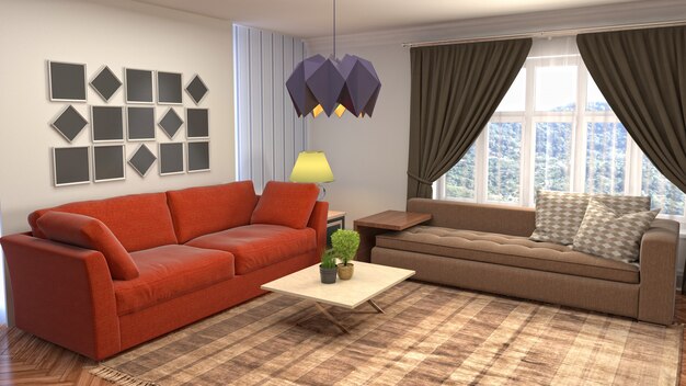 Illustration of the living room interior