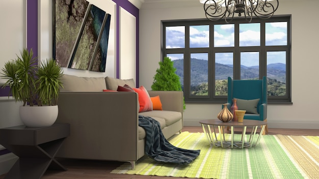 Illustration of the living room interior