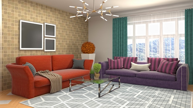 Illustration of the living room interior