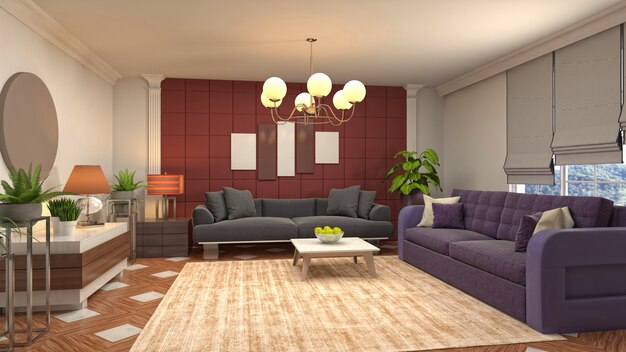 Illustration of the living room interior