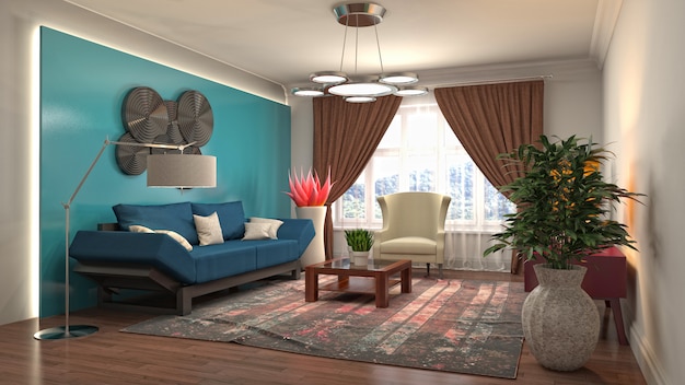 Illustration of the living room interior