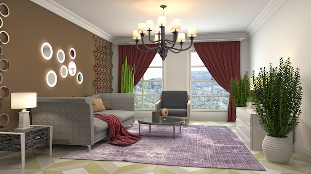 Illustration of the living room interior