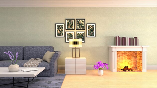 Illustration of the living room interior