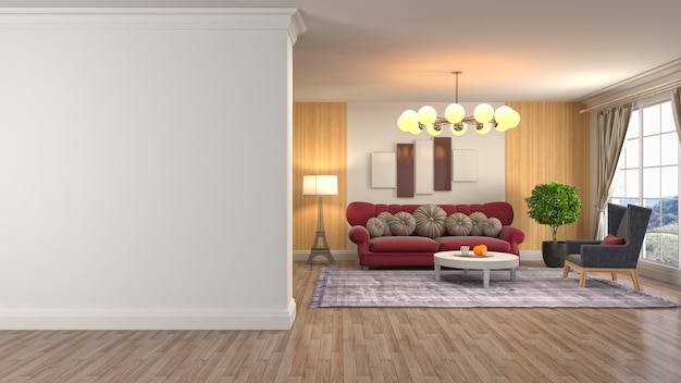 Illustration of the living room interior