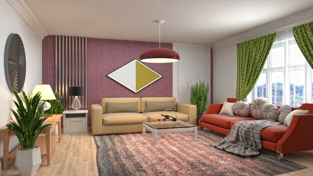 Illustration of the living room interior