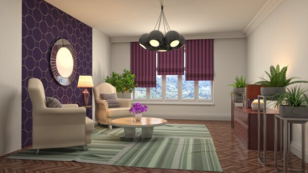 Illustration of the living room interior