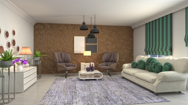 Illustration of the living room interior