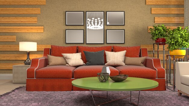 Illustration of the living room interior