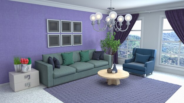 Illustration of the living room interior