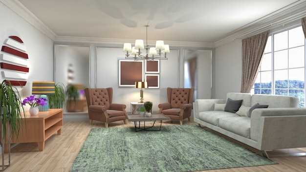 Illustration of the living room interior