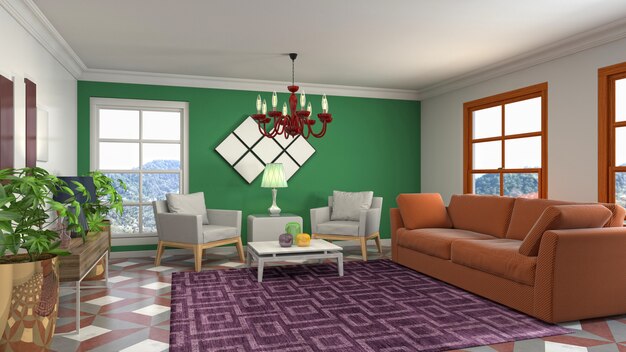 Illustration of the living room interior