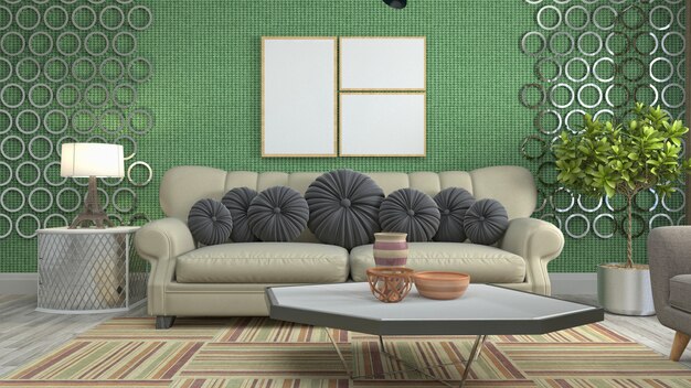 Illustration of the living room interior