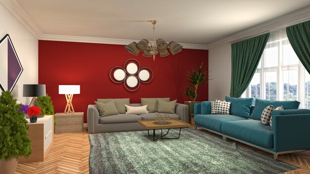 Illustration of the living room interior