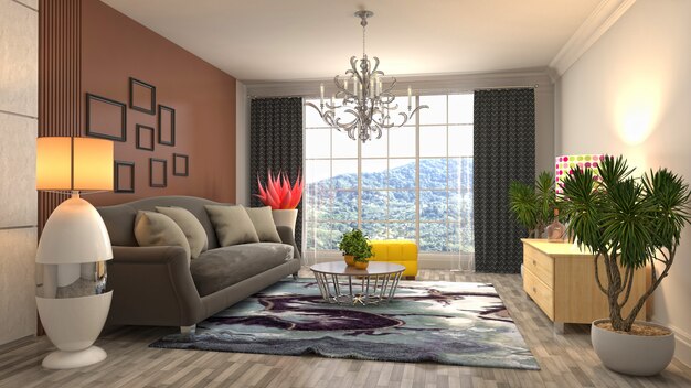 Illustration of the living room interior