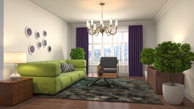 Illustration of the living room interior