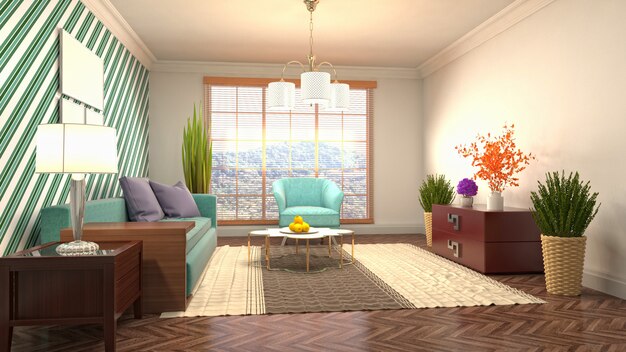 Illustration of the living room interior