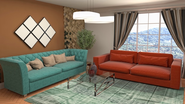 Illustration of the living room interior