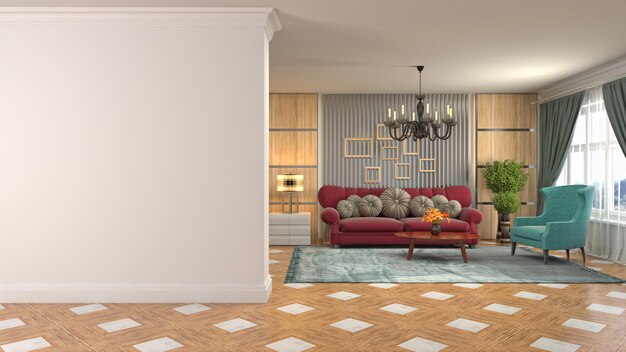 Illustration of the living room interior